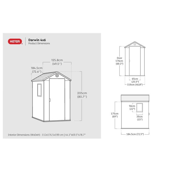 Keter 4’x6′ Norfolk Leisure Darwin Heavy Duty Plastic Garden Shed – Green