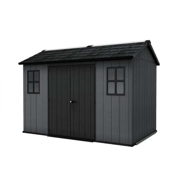 Keter 11’x7.5′ Newton Plus Side Entry Plastic Shed – Dark Grey