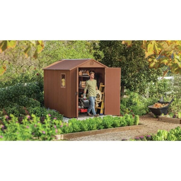 Keter 6’x8′ Darwin Heavy Duty Plastic Garden Shed – Brown-oakleysgardenmachine- Free shipping