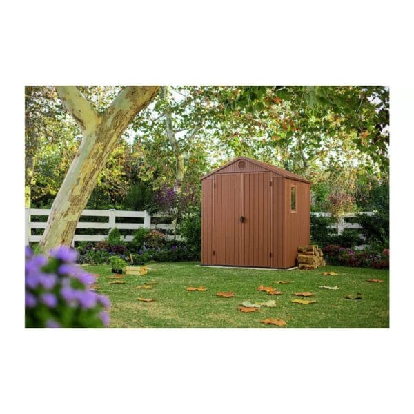 Keter 6’x6′ Darwin Heavy Duty Plastic Garden Shed – Brown-oakleysgardenmachine- Free shipping