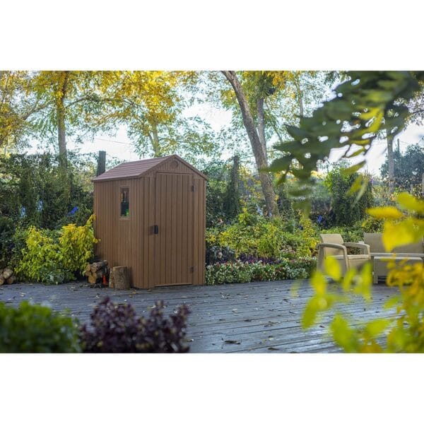 Keter 4’x6′ Darwin Heavy Duty Plastic Garden Shed – Brown-oakleysgardenmachine- Free shipping