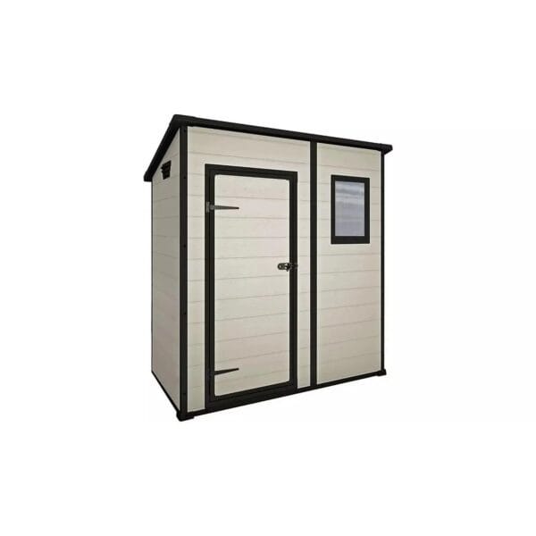 Keter 6′ x 4′ Manor Plastic Pent Garden Storage Shed – Beige-oakleysgardenmachine- Free shipping