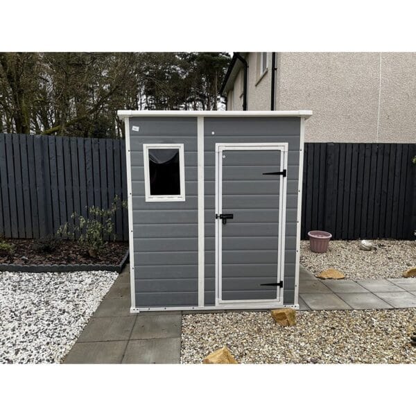 Keter 6′ x 6′ Manor Plastic Pent Garden Storage Shed – Grey-oakleysgardenmachine- Free shipping